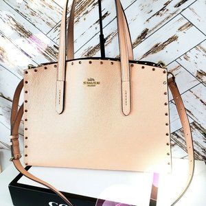 Coach Charlie CRYSTAL RIVET Carryall 38629 PINK SPARKLE Shoulder Bag Satchel CB